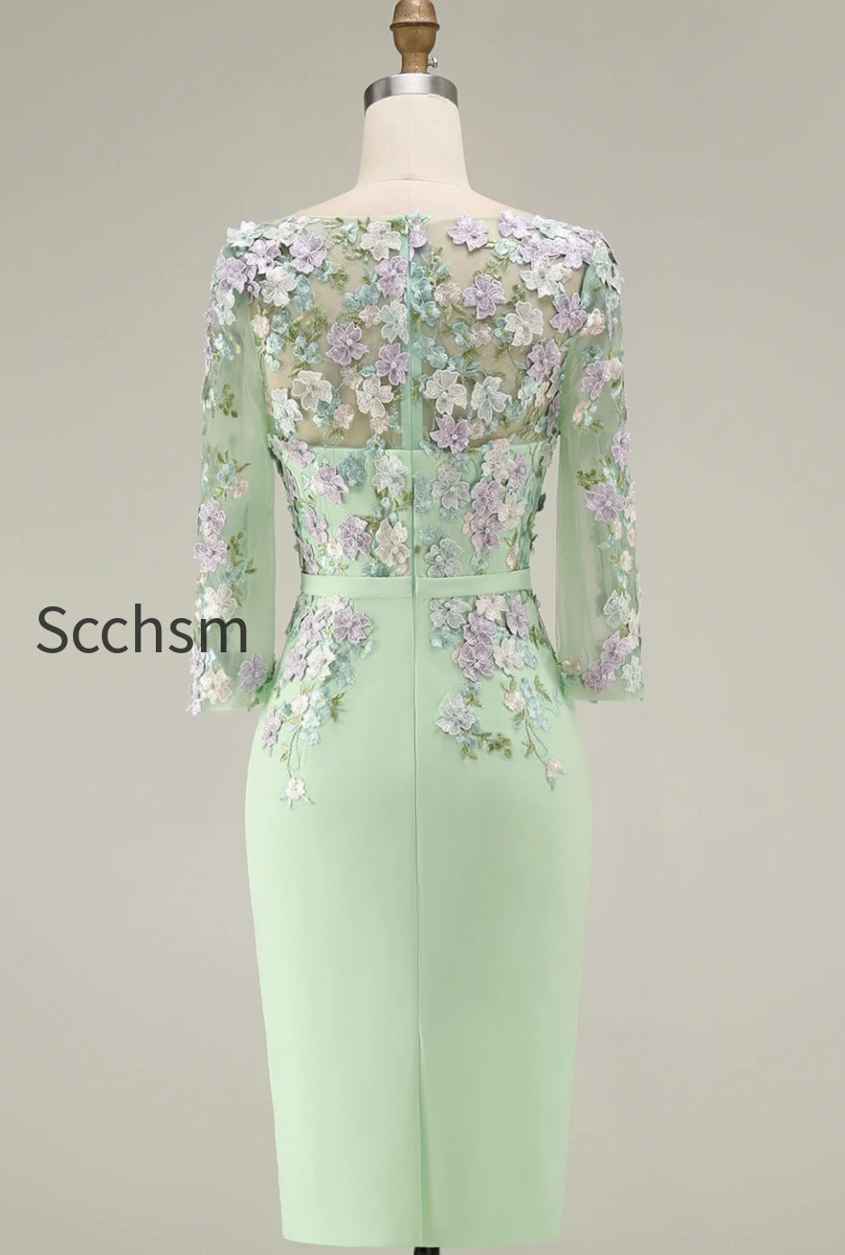 dusty-rose-bodycon-floral-midi-mother-of-the-bride-dress-with-sleeves