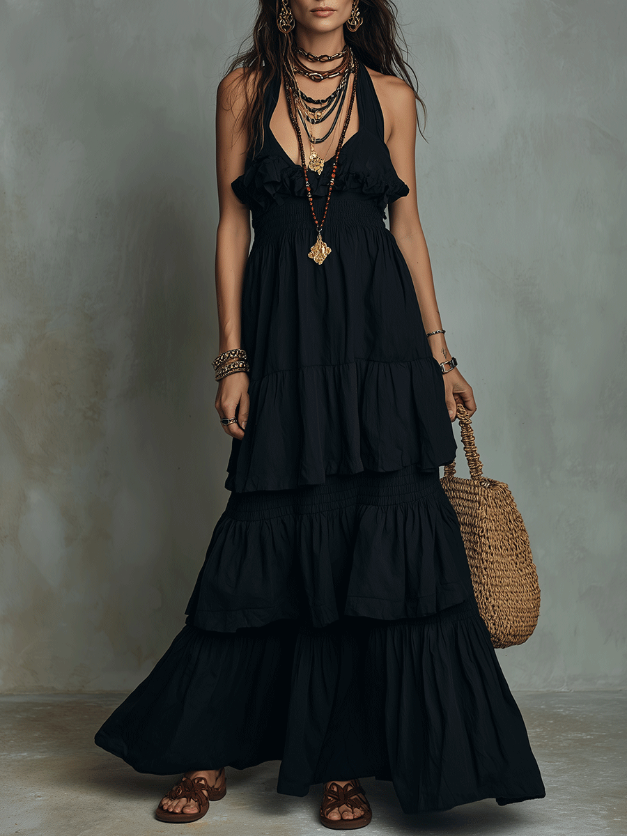 chic-bohemian-ruffle-layer-halter-maxi-dress