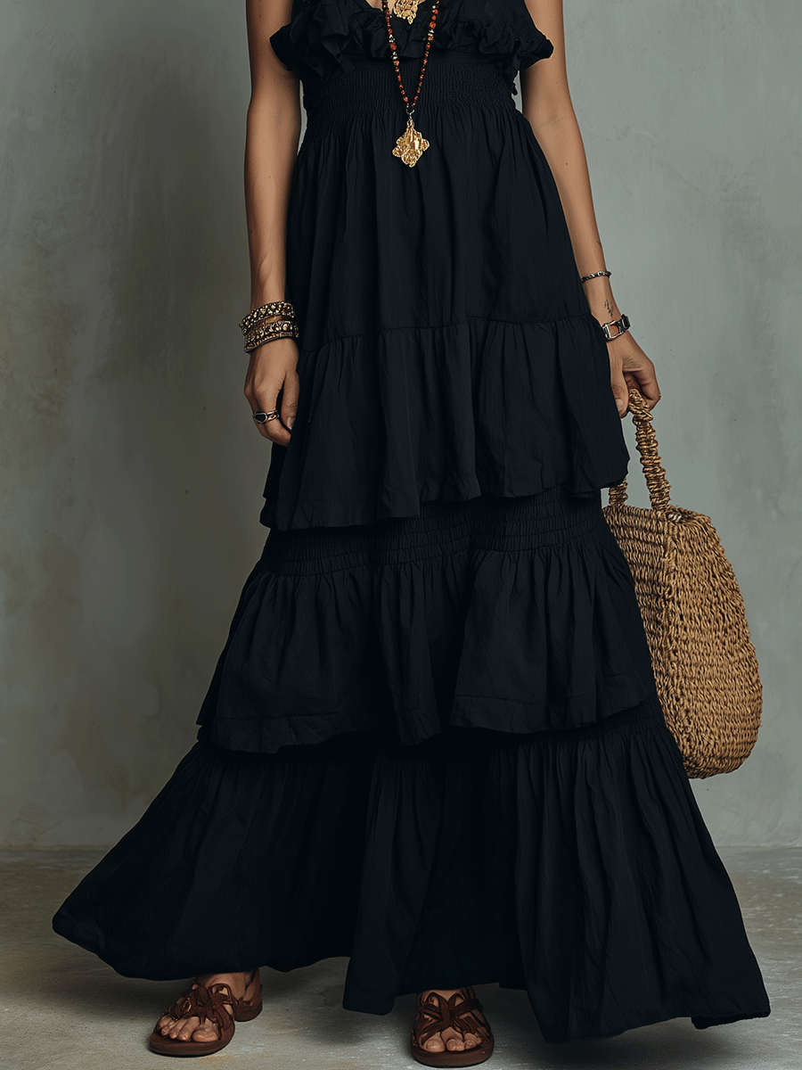 chic-bohemian-ruffle-layer-halter-maxi-dress