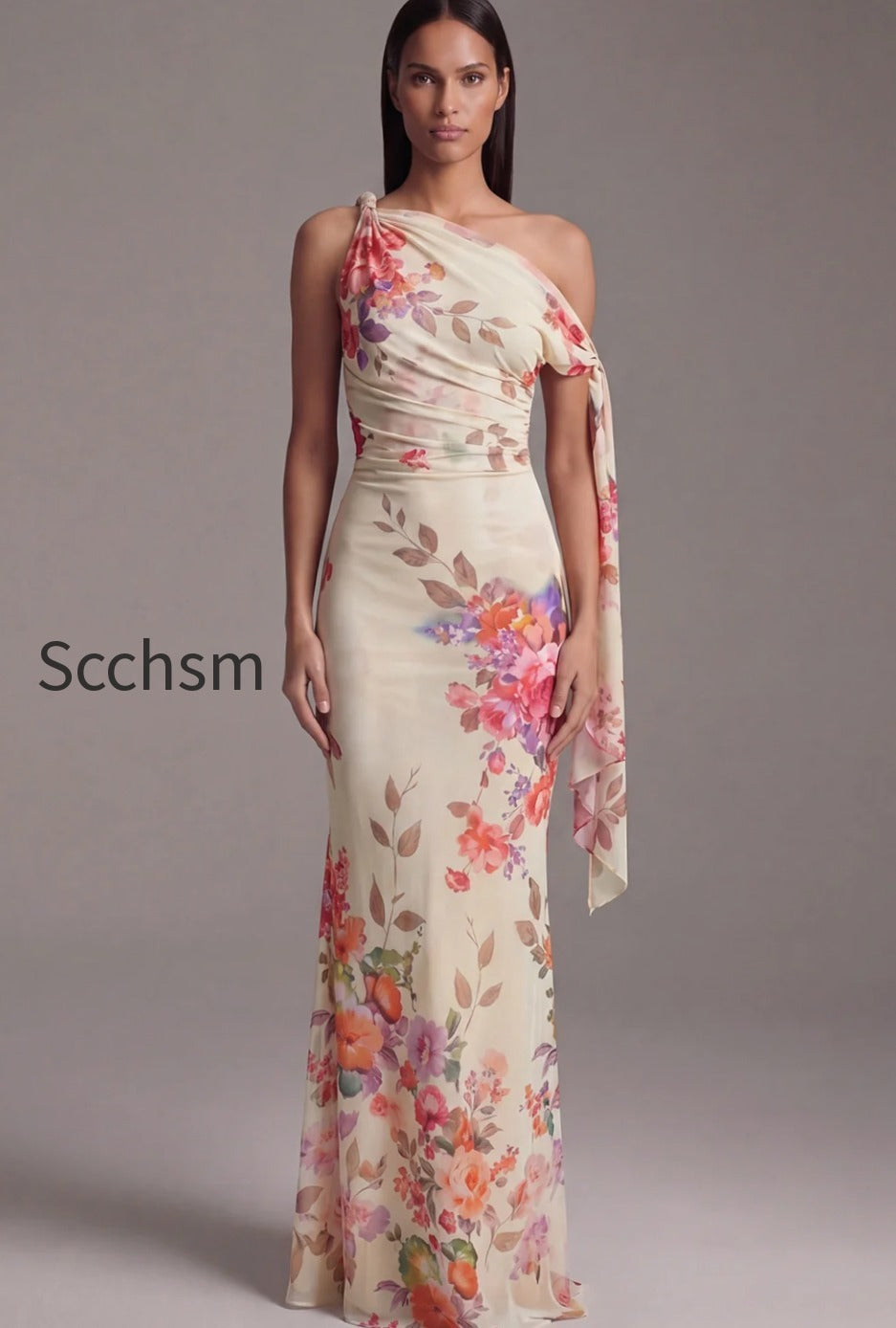 floral-ruched-maxi-black-mermaid-beach-wedding-guest-dress