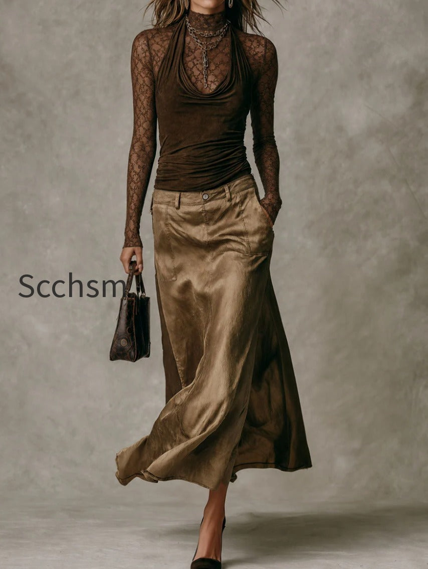 bohemian-luxe-lace-cowl-neck-top-patch-pockets-tencel-skirt-set