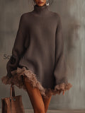 brown-ruffled-hem-turtleneck-sweater-dress-hlgl