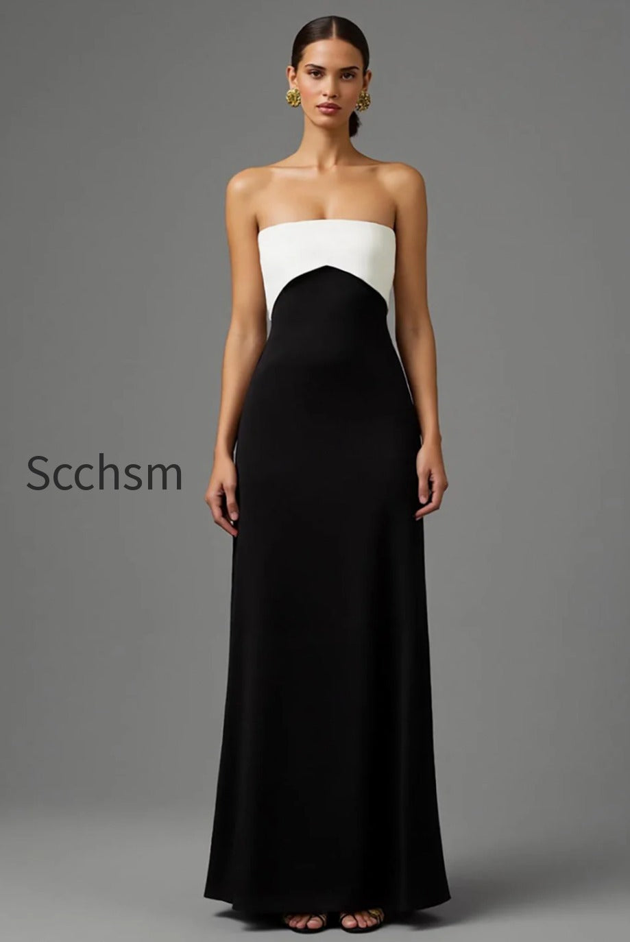 simple-black-and-white-sheath-strapless-long-formal-dress-with-bow