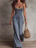 vintage-lace-collar-pleated-front-cotton-linen-jumpsuit