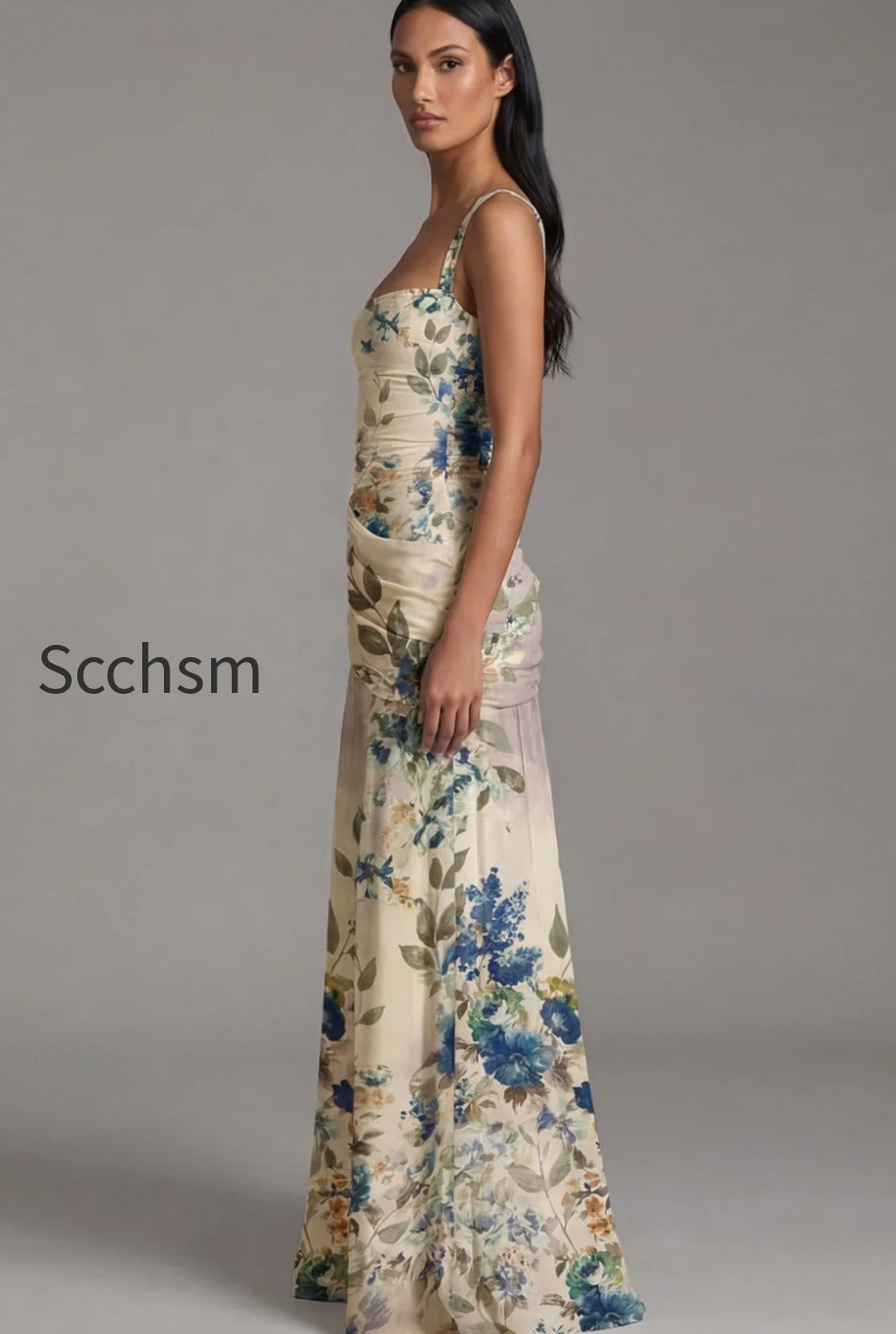 square-neck-a-line-draped-floral-maxi-ivory-beach-wedding-guest-dress