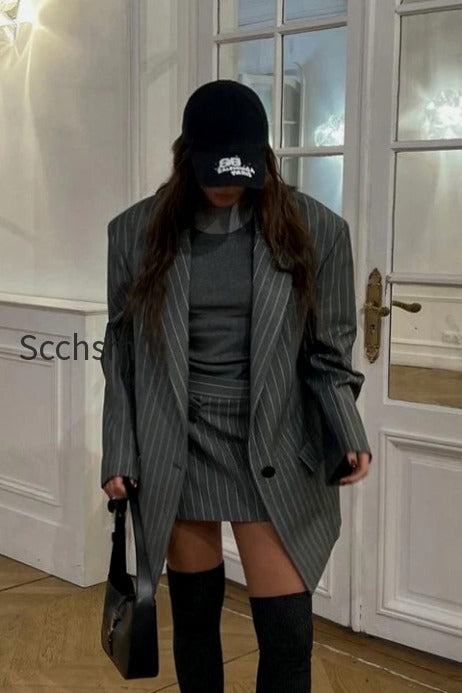 fl-fashion-striped-suit-blazer-two-piece-set