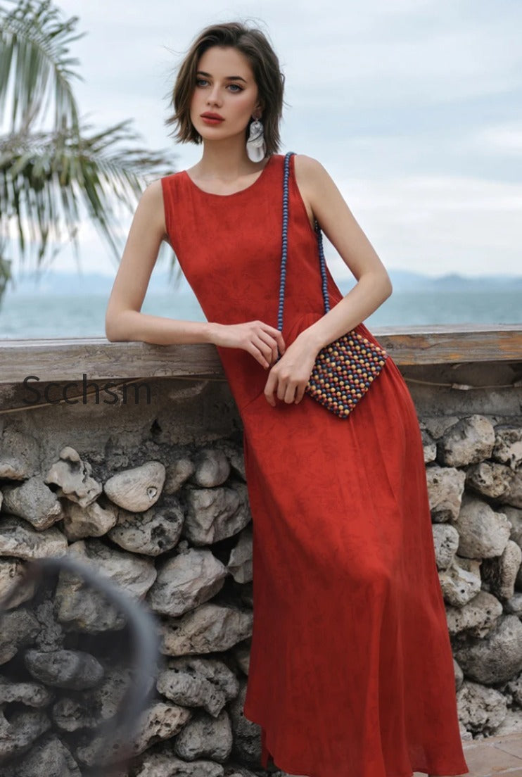 red-asymmetrical-tiered-sleeveless-maxi-dress-with-floral-print