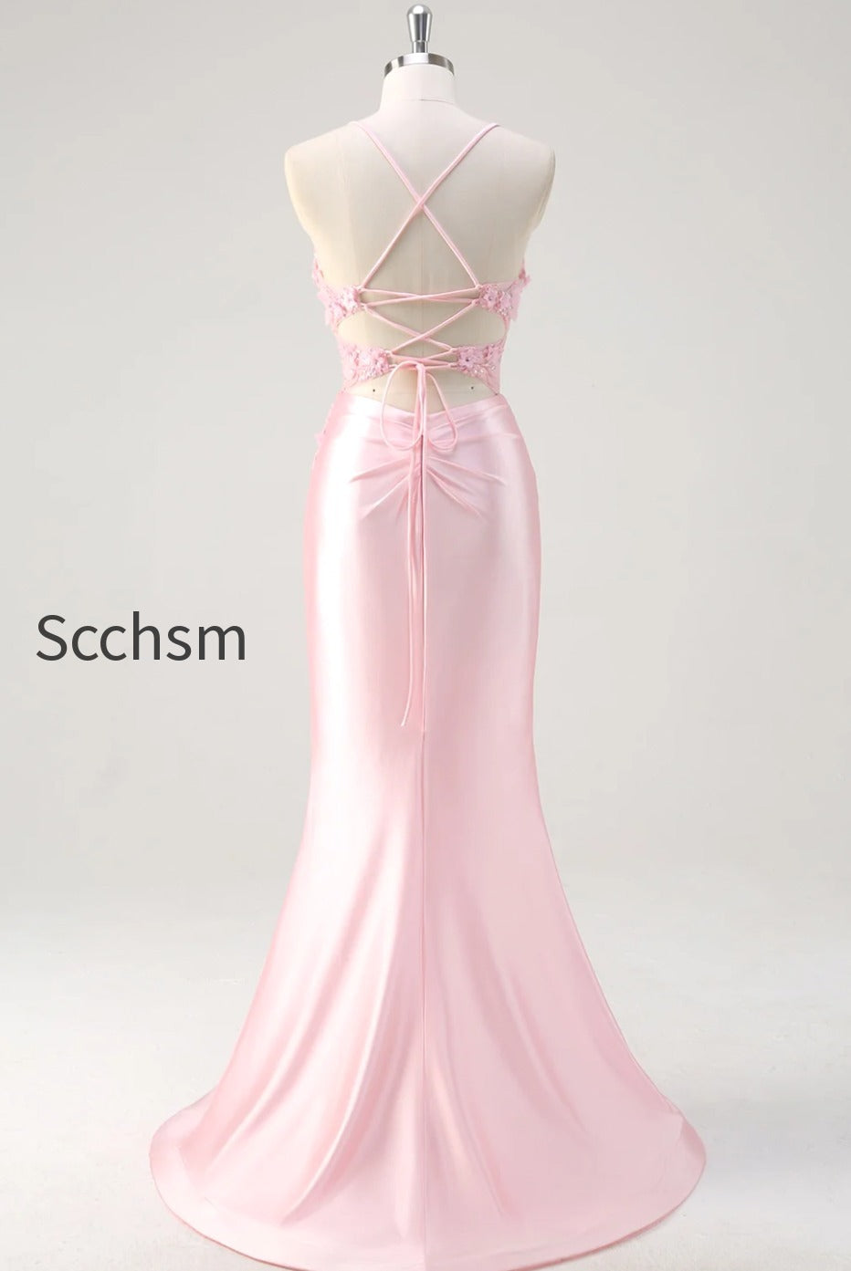 pink-floral-mermaid-spaghetti-straps-long-prom-dress-with-slit