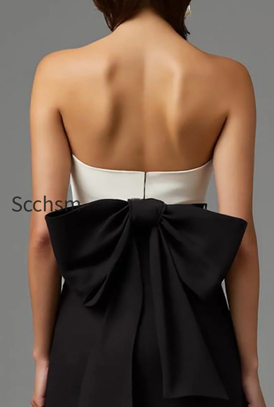 simple-black-and-white-sheath-strapless-long-formal-dress-with-bow