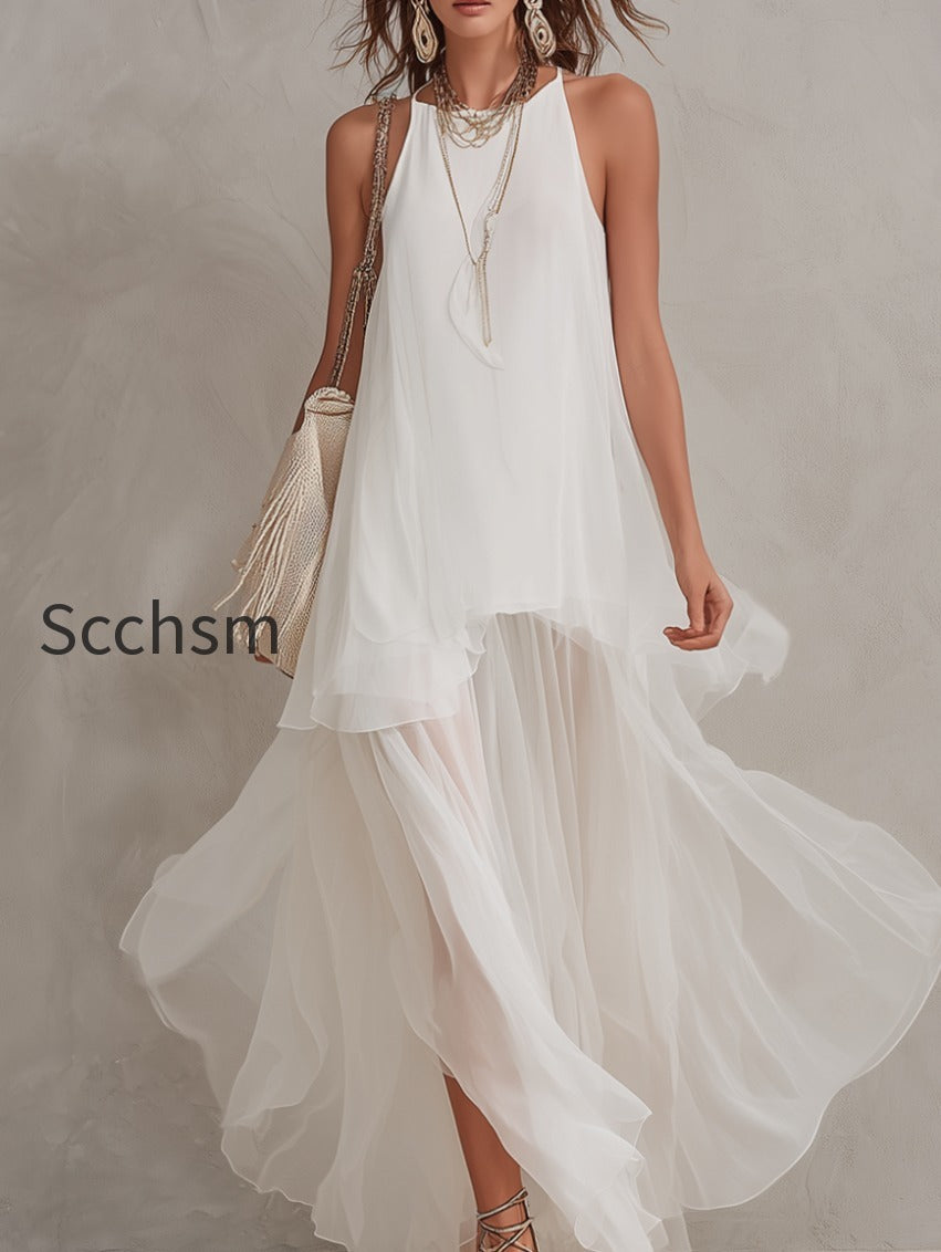 bohemian-white-chiffon-light-layered-long-dress