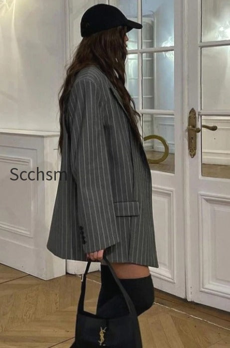 fl-fashion-striped-suit-blazer-two-piece-set