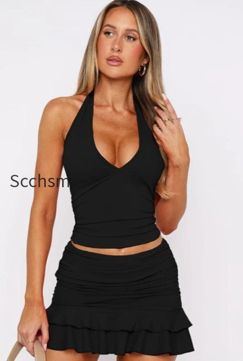 sexy-v-neck-cutout-halter-cami-bodycon-skirt-set