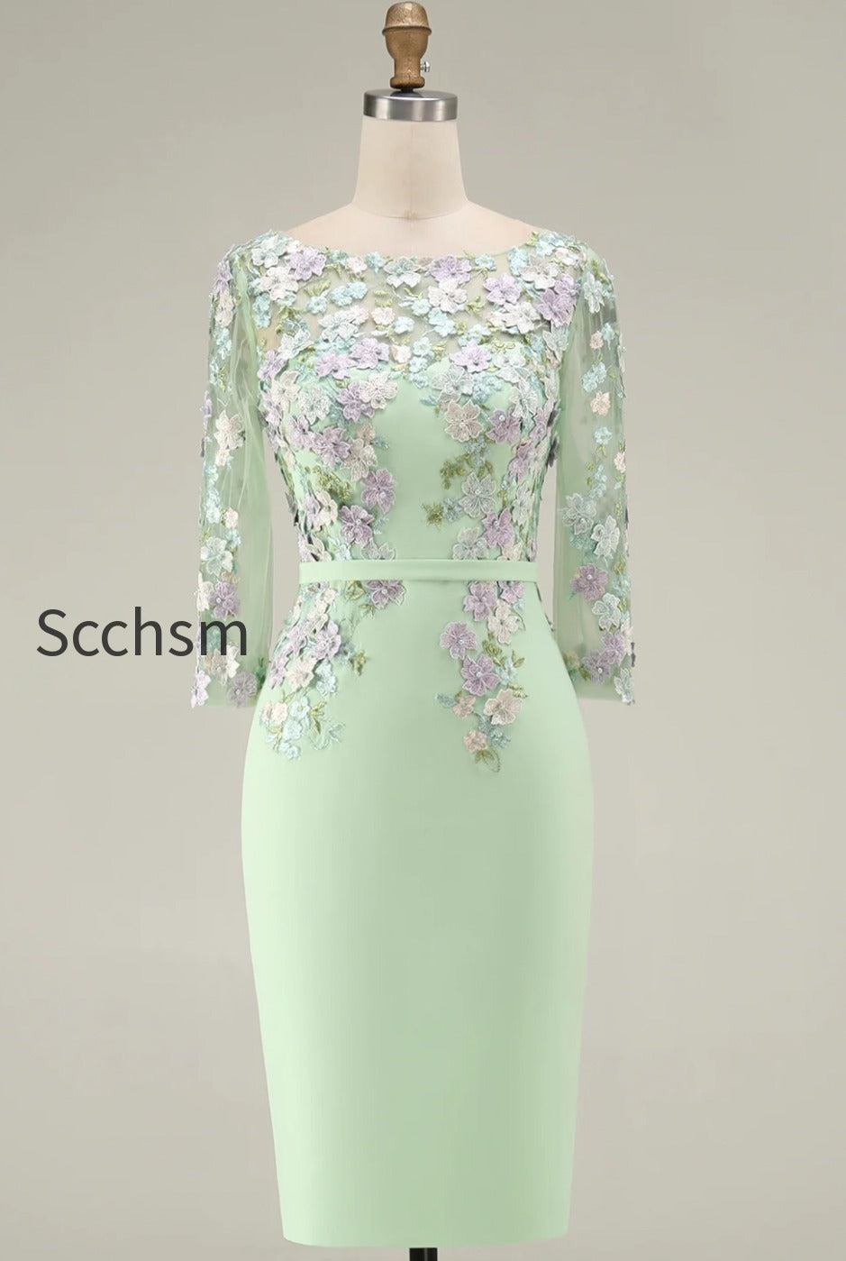 dusty-rose-bodycon-floral-midi-mother-of-the-bride-dress-with-sleeves