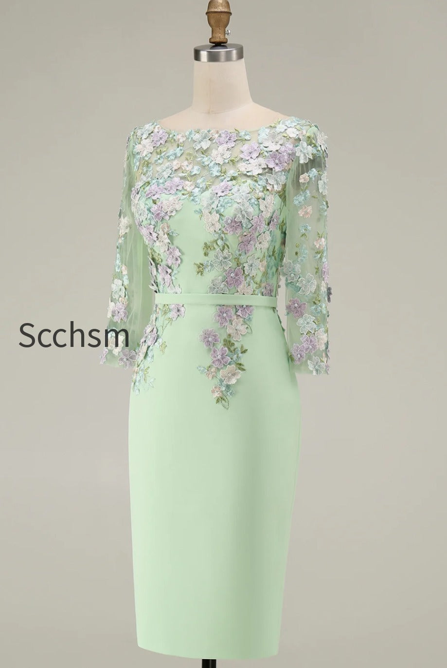 dusty-rose-bodycon-floral-midi-mother-of-the-bride-dress-with-sleeves