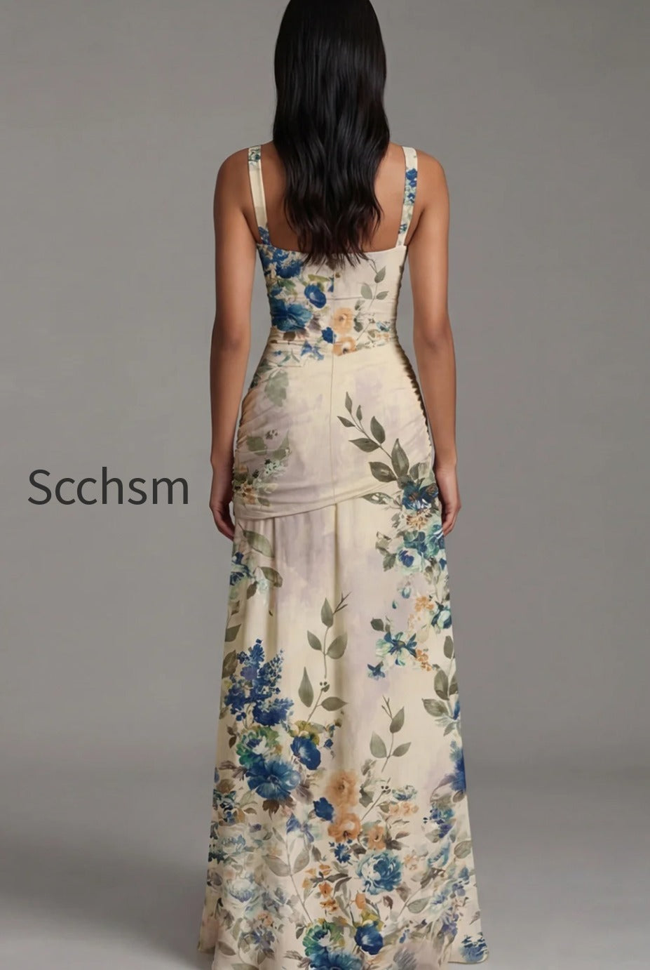 square-neck-a-line-draped-floral-maxi-ivory-beach-wedding-guest-dress