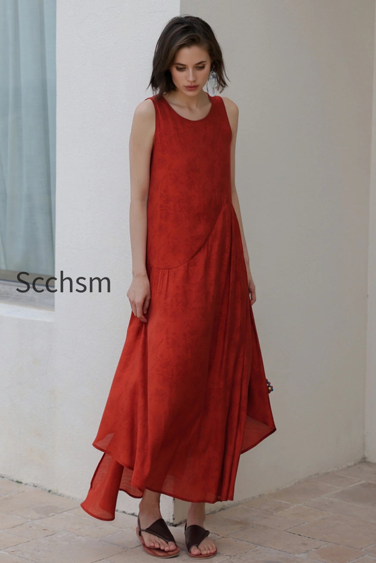 red-asymmetrical-tiered-sleeveless-maxi-dress-with-floral-print