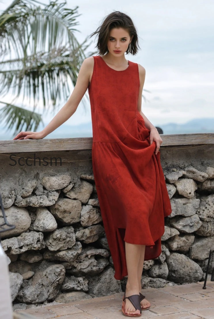 red-asymmetrical-tiered-sleeveless-maxi-dress-with-floral-print