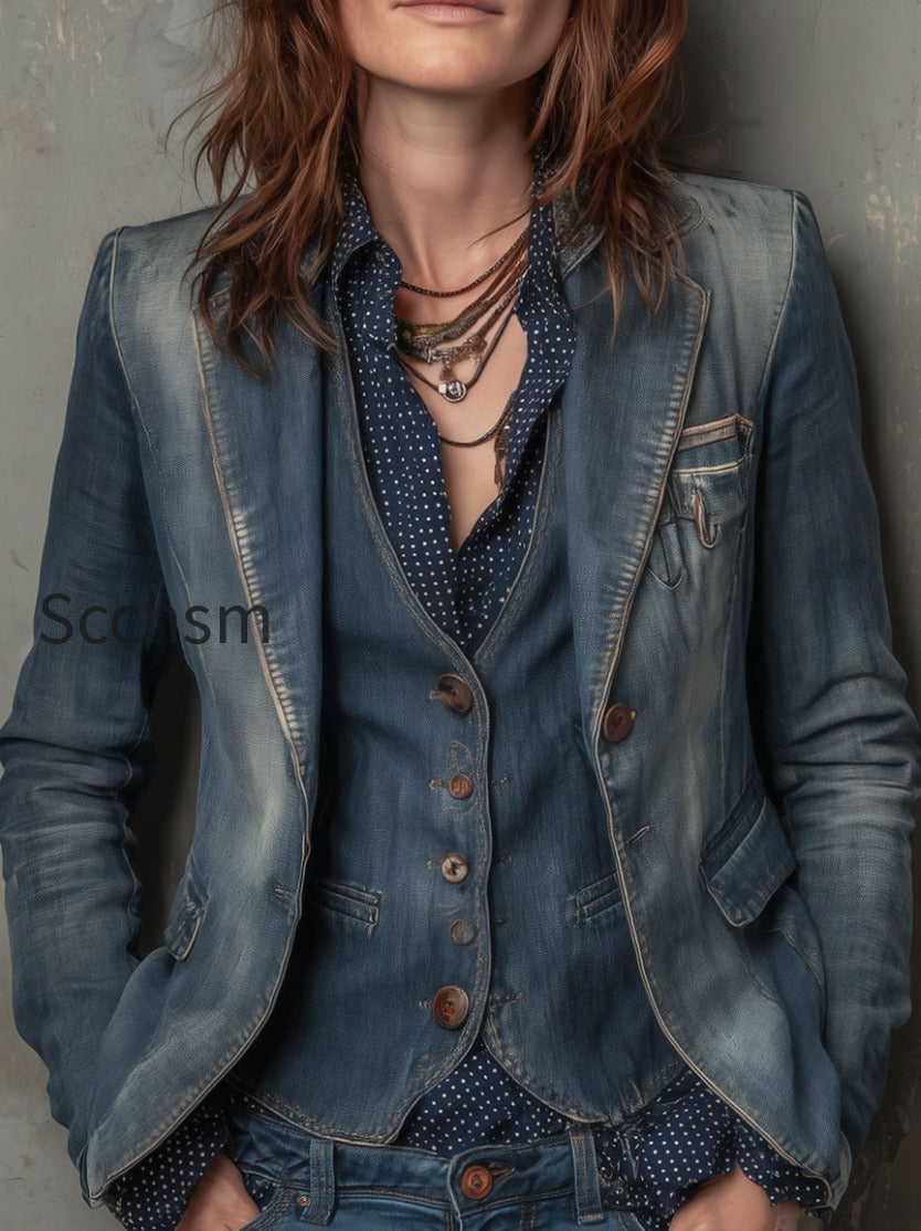 retro-distressed-denim-vest-flap-pocket-blazer-set