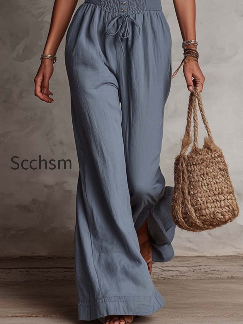vintage-lace-collar-pleated-front-cotton-linen-jumpsuit