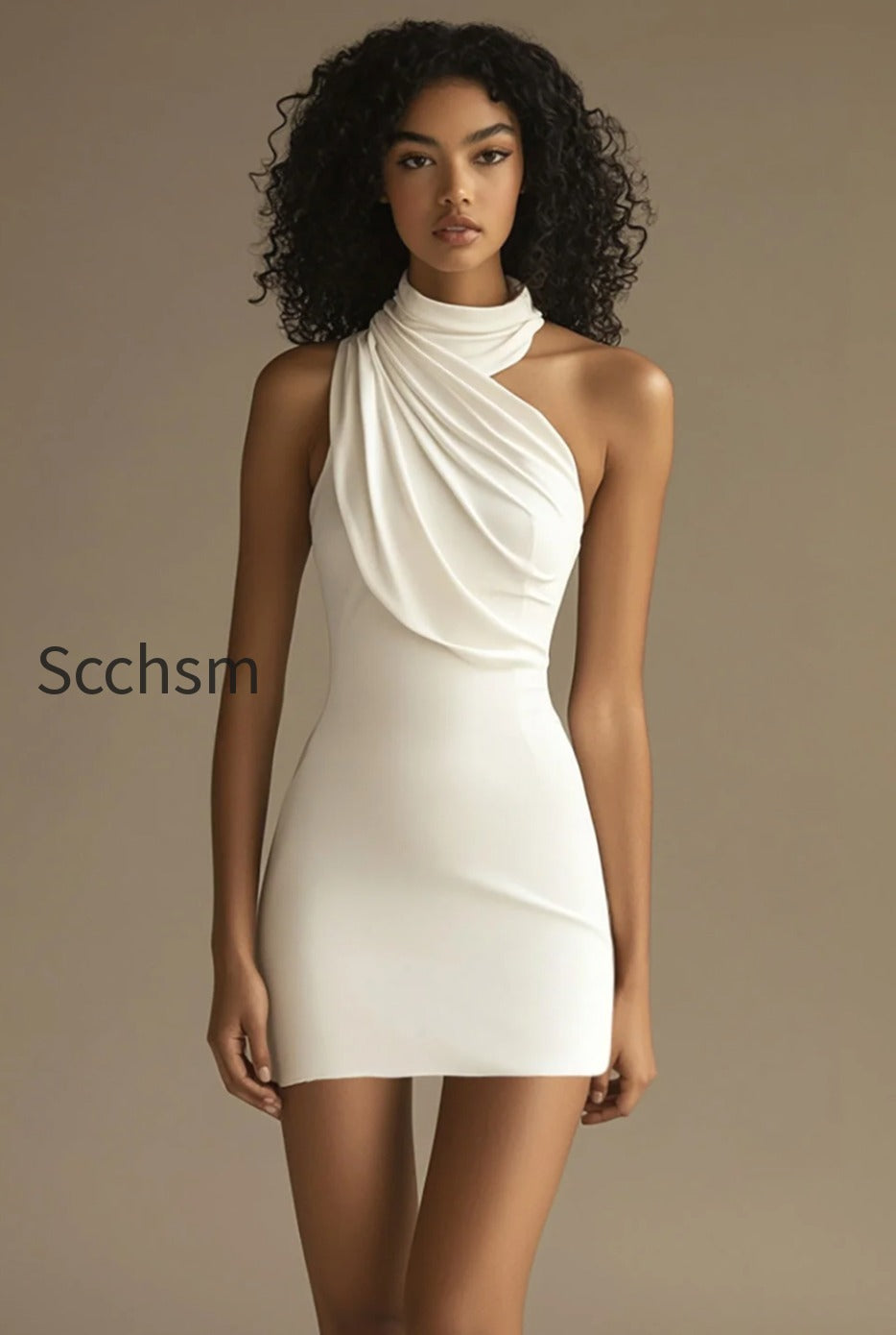 sleeveless-sheath-ruched-bodycon-mini-little-white-dress