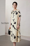 stretch-silk-floral-short-sleeve-crewneck-midi-t-shirt-dress
