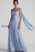 flower-blue-pink-neck-scarf-a-line-long-wedding-guest-dress
